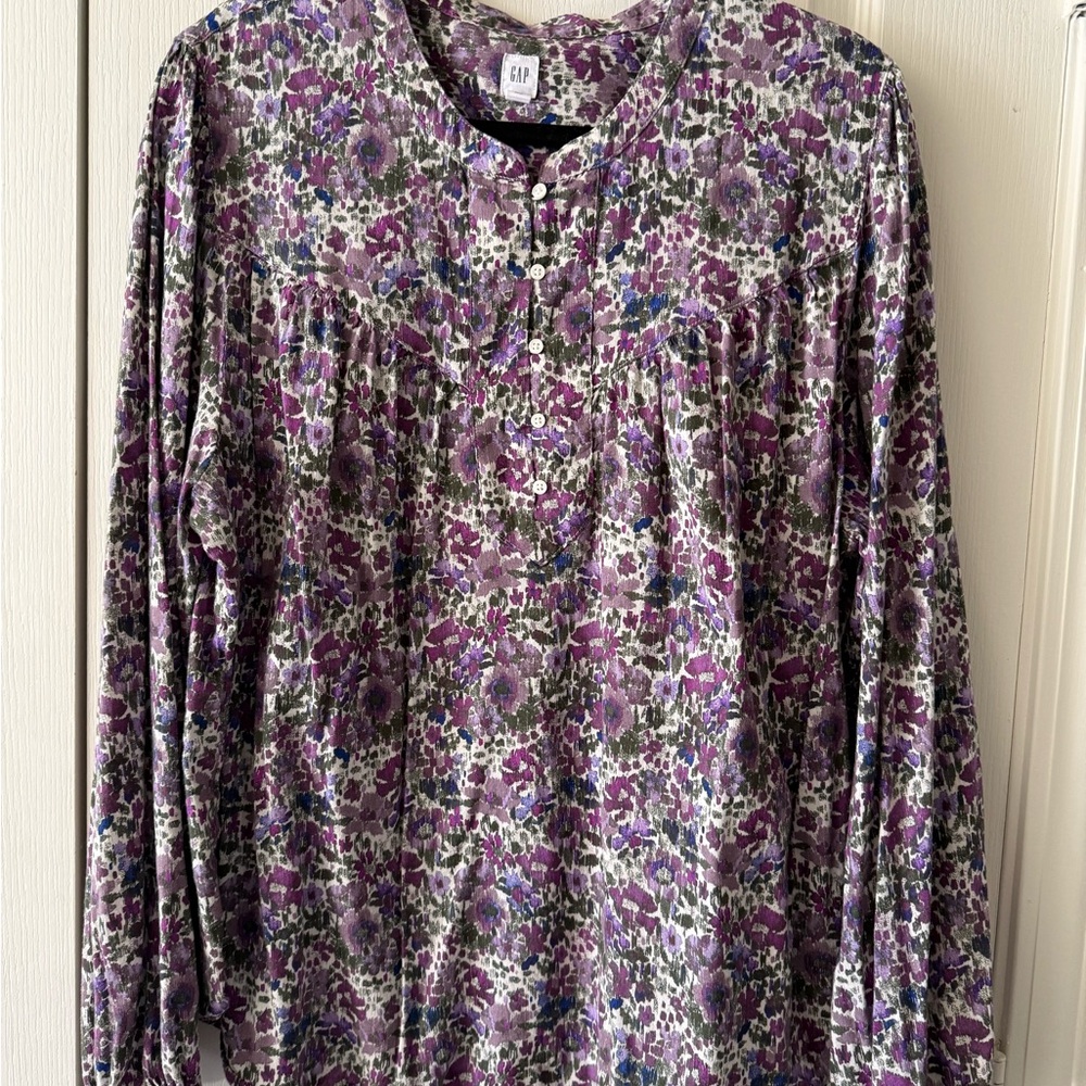 GAP Women's Purple Floral Print Blouse